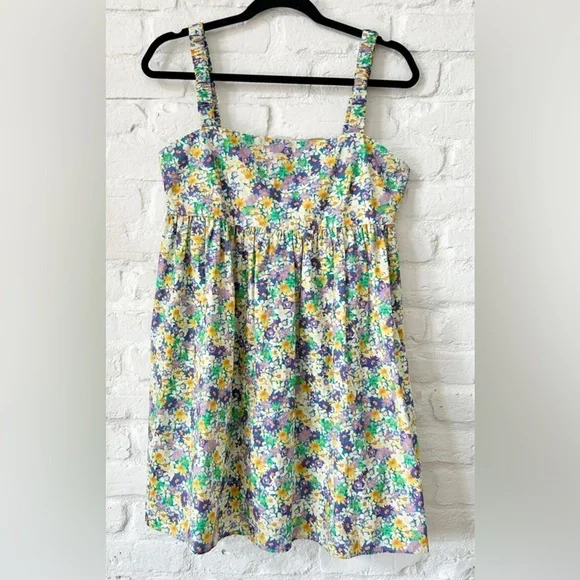 NWT Zara Floral Mini Dress Bow Tie Back Ruched Spaghetti Straps - Picture 2 of 8